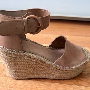 Marc Fisher Tan Espadrille Wedges